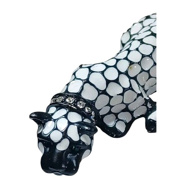 Vintage Cloisonne Style Siamese Cat Brooch Pin Black White Crystals Gree… - Picture 8 of 9